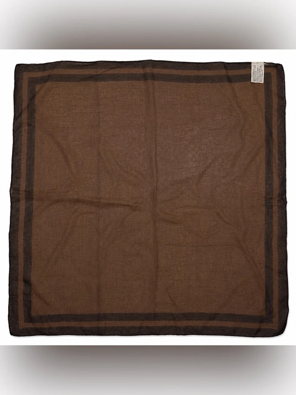 Vintage Brown Sheer Square Scarf Made in Italy Lightweight Border Scarf